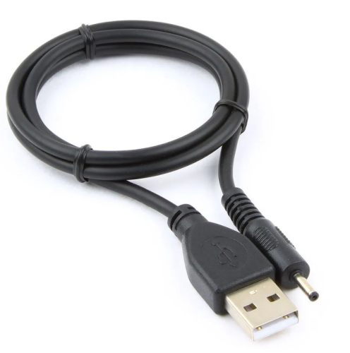 КАБЕЛЬ USB-AM / 2.5*0.7мм ( штек.прям.) 0,5-0,7м ( d=3мм )  ( Круглый, цв: Черный ) Для заряда зл.книг, планшетов и т.п.