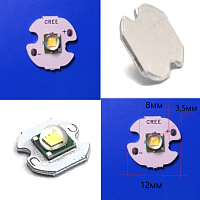 СВЕТОДИОД   10W   БЕЛЫЙ ( 6500K )  CREE XML-2 на площадке d=12мм,  1200Lm,  U=3,0-3,6Vv,  I=3A,  угол свеч=120°