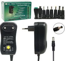 Блок питания с переключателем напряжения, 3-12V, 3.0A, 9-24W, штекер: универсальный (8 переходников), В розетку, вх: AC 100-240V, пластик LP-1000