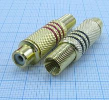 RCA ГНЕЗДО НА КАБЕЛЬ МЕТАЛЛ КРАСНАЯ/ЧЕРНАЯ ПОЛОСЫ GOLD (1-213G) 3 полосы под пайку
