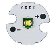 СВЕТОДИОД   10W ( фактич.5w )  БЕЛЫЙ ( 6500K )      ( CREE )  1200Lm,  U=2,9-4.0v,  I=3A,  угол свеч=120°,  линза: 5х5мм, на площадке d=16мм  