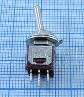 Тумблер, 6pin, ON-OFF-ON с фиксацией, AC 220/250V 1.5A, нормально замкнут (SMTS-203-2A1, DPDT 6P)