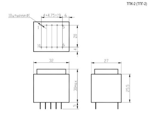 Трансформатор 220V 18V / 140ma (2.52W) 4pin 25х27х32мм черный (ТПК-2/ТПГ-2) (Залитый) фото 3 Трансформатор 220V 18V / 140ma (2.52W) 4pin 25х27х32мм черный (ТПК-2/ТПГ-2) (Залитый) фото 3