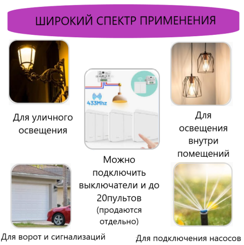РАДИОРЕЛЕ Smart Switch KR2201 Smart Life RF:433MHz для Умного выключателя АС=220V; до 10A  2000-2200W; арт серии 55076 Поддержка кода EV1527/PT2262  фото 5