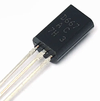 Транзистор биполярный 2SD667 orig (KTC1027) Uni, 120V, 1A, 0,9W, 140MHz / N / 7c (9mm.) TO92M (пара 2SB647)