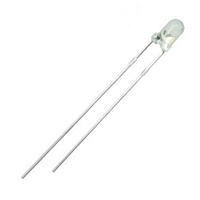СВЕТОДИОД 3ММ БЕЛЫЙ 15cd (15000mCd) U=12V угол свеч= 25°; сверхъяркий; прозрачный; встроенный резистор  