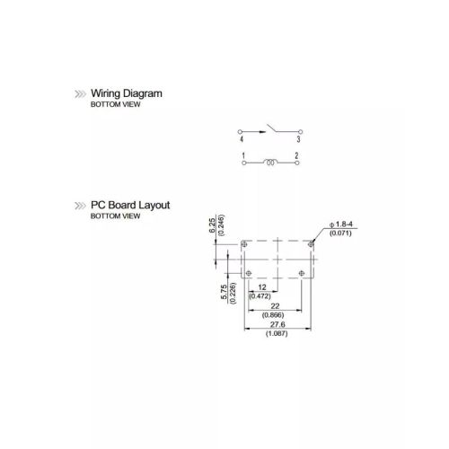 Реле э/м DC12V 25A 4pin, пайка (PCB), Контакты: 1гр. на замыкание (1А) () 30x15,5x22,6мм (SONG CHUAN 891WP-1A-C-12VDC 25A) фото 3