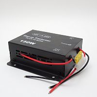 Преобразователь напряжения автомобильный. Uвх.= 12v; Uвых.= 24v; I= 6A; (12/24); корпус- металл; цвет: черный; 2 провода для подключения (красн/ черн.