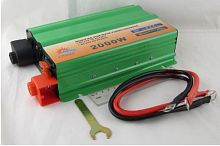 Инвертор автомобильный 2000W  Uвх.= 12V; Uвых.= 220VAC; Мощность: 2000W, корпус-металл; модифицированная синусоида, (Солнце) (12/220)