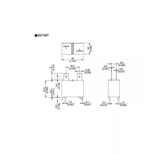 Реле э/м DC12V 25A 4pin, пайка (PCB), Контакты: 1гр. на замыкание (1А) () 30x15,5x22,6мм (SONG CHUAN 891WP-1A-C-12VDC 25A) фото 2