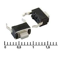 Микрокнопка прямоугольная тактовая, 2pin, 6x3x5мм, L=2мм (IT-0350)