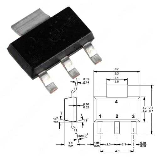 Симистор Z0107MN (марк. Z7M/0107MN) SMD   SOT223