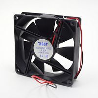 Вентилятор компьютерный DC12V, 92x92x25мм, 7 лопастей, 2800-3000об/мин., подш. скольжения, 2pin, 0.2A 2.4W Tidar RQD9225HS, пластик