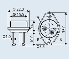 Транзистор П304А металл p-n-p / Германиевый/h21-5/50кГц/ 50/80V / 0.5A/10W/