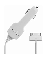 БЛОК ПИТ/ЗАРЯД УСТР АВТО 12V/iPhone4 (30pin) DC 5V 2100mA для iPad/ iPad2/iPhone2G,3G,3GS/iPhone4,4S/iPod shuffle,nano,classic,touch)шнур 1м, белый. V