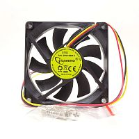 Вентилятор компьютерный DC12V, 80x80x15мм, 9 лопастей, 2600об/мин., подш. качения, разъем: фишка-2pin, 3pin, 0.22A 2.64W Gembird D8015BM-3, пластик