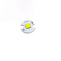 СВЕТОДИОД   10W  БЕЛЫЙ ( 6500K )      ( CREE star )  1000Lm,  U=12V,  I=0.8A,  угол свеч=120°,  линза: 5х5мм, на площадке d=16мм