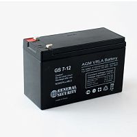 АККУМУЛЯТОР 12v 7,2Ah F1 (клемма=4,8мм), GS 7-12 GENERAL SECURITY, (габар:151x65x94mm); вес=2,4кг, Может работать в циклическом и буферном режимах. Дл
