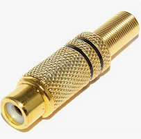 RCA ГНЕЗДО НА КАБЕЛЬ МЕТАЛЛ GOLD под пайку (Красная 1 полоса) PREMIER 