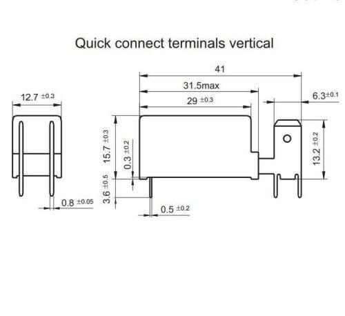 Реле э/м DC12V 20A 6pin, пайка (PCB), Контакты: 1гр. на замыкание (1А)+2pin под клеммы (20A/; 20A/250VAC) 41x12,7x15,7мм (HONGFA HF115F-Q/ 012-1HT) фото 2