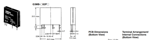Твердотельное реле (SSR) однофазное, OMRON G3MB-202P,    2A, 100-240V AC, управл. сигнал: 24V DC (19.2-28.8V DC)