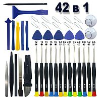 Набор инструментов для разборки телефонов, смартфонов, компьютера 42 предмета. В комплекте: 2x присоски/5x тонкий треугольник/9x пластиковые ломы разн