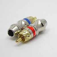 RCA ШТЕКЕР НА КАБЕЛЬ МЕТАЛЛ GOLD под пайку (Красная/Синяя 1 полоса) 