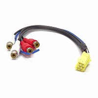 Автопереходник MINI-ISO-LINE OUT(Линейный выход автомагнитолы) Datsun/LADA Kalina/Priora/Granta 4RCA гнездо+провод-на квадратн. желтый разъем(6PIN)с З