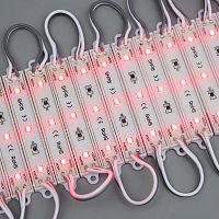 Модуль 3 св/диода КРАСНЫЙ SMD 5054 U=12V; P=0,72W; IP65  уг.свеч=120°; габариты: 75х14мм ( SLS-5054-3-Red ) (рул*С10162)