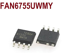 Микросхема FAN6755UW (марк. 6755U) (FAN6755UWMY) 130кГц, 75% SOP7 