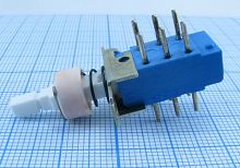 Переключатель кнопочный, 6pin, 2 полож., 2xOFF-(ON) без фиксации, под пайку, DIP, нормально разомкнут (П2К)