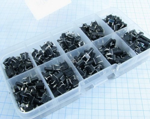 Набор тактовых микрокнопок, SMD (200 штук, 10 видов по 20 штук)