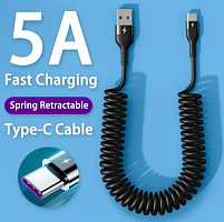 КАБЕЛЬ USB-AM / USB x Type-C (штекер) 1.5М; Круглый-витой; d=3,5мм ПВХ; цвет: черный
