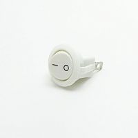 Клавишный переключатель круглый, 2pin, ON-OFF с фиксацией, AC 220/250V 6.0A, под клеммы 4.8мм, 17x11мм, d:20мм Фланец: 23мм, IP55, корпус: белый (KCD1