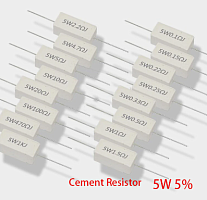 РЕЗИСТОР 5W        0.22 OM керамика SQP5 RX27-1 (SQP, 5W, R22) (Замена ПЭВ, С5-35, С5-37) (Размеры 23х11х10мм)