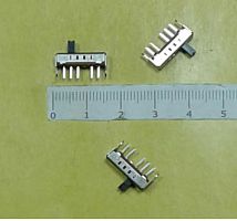 Перекл. Движковый 5 PIN SS14D01G4 ON-ON-ON-ON 0.3A 50V DC 4 положен. (14,8х4,5x4мм.) толкатель GB (h4х2х2мм) вертик. монтаж, корп. метал.  №61