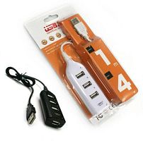 Разветвитель USB 2.0 (4 входа) JC-21511  Концентратор: Внешний; 4 porta:USB 2.0/1.1; 480Мб/с; пит. чРазветвителерез USB (кабель 0,5м); цв:белый,черный