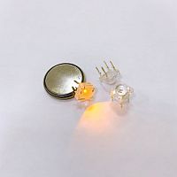 СВЕТОДИОД ПИРАНЬЯ ЖЕЛТЫЙ   I=50mA, 2000 mcd, линза=5мм, Uf=2.0-2.2V, угол-80-90°,  размер: 7,5х7,5мм 