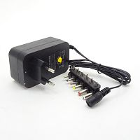 Блок питания с переключателем напряжения, 3-12V, 3.0A, 9-24W, штекер: универсальный (6 переходников), В розетку, вх: AC 100-240V, пластик LP-1000