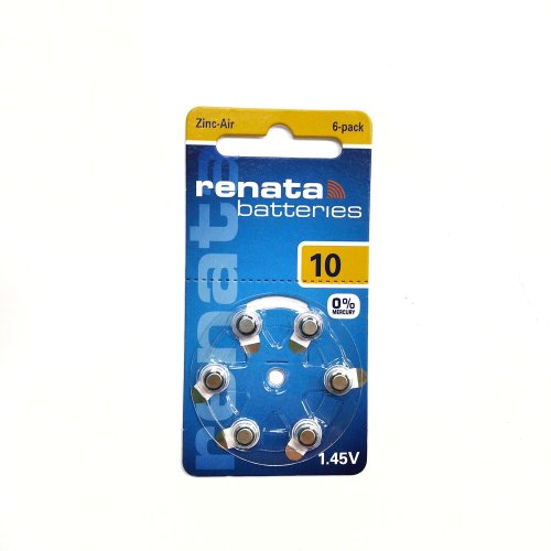 БАТАРЕЙКА  ZA10 <RENATA> (PR70/AC10/DA230) 1,45V 105mAh, Zinc-Air, Для слуховых аппаратов,Цена за 1шт, (BL-6)
