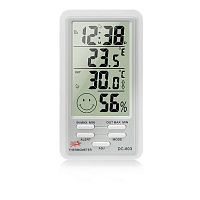 ТЕРМОМЕТР/ГИГРОМЕТР/ЧАСЫ ЦИФР DC-803 t-вне помещ: -50°C+90°C, в помещ: -10°C+50°C; измер.влажн: 20%-99% ±5%; память min/max знач; дл.провода внешн.дат