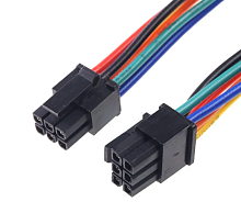 РАЗЪЕМ питания низковольт 6pin MMF-2x3F pitch шаг 3.0мм (Micro-FIT) (штекерный корпус + гнездовые контаты MF-2x3F провода 0.3m AWG20=0.5mm2, Корпус 7х