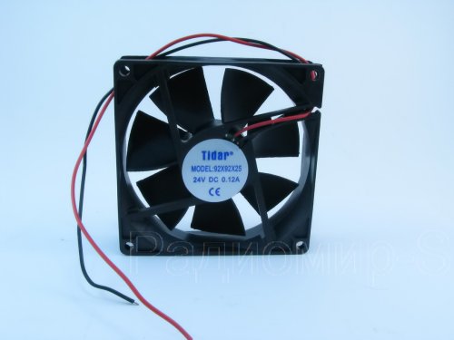 Вентилятор компьютерный DC12V, 92x92x25мм, 7 лопастей, 2700об/мин., подш. скольжения, 2pin, 0.16A 1.92W Tidar RQD9225MS, пластик