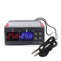 ТЕРМОРЕЛЕ цифровое встраиваемое STC-3008 (-55...+120гр.) Напряжение питания: AC 110~220V; коммутация 220V 10A (обогрев / охлаждение (2 реле)); с вынос
