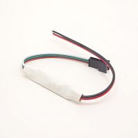 Контроллер RGB без пульта: 3KEYмини (адресная лента), DC5V-24V, 600LED (под ленту WS2811/WS2812) (Управл.на корпусе- 3кн.), с гнездом со штырями 3pin 