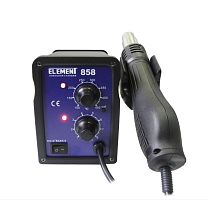 ПАЯЛЬНАЯ СТАНЦИЯ    ELEMENT-858 (Фен турбинный), Фен горячего воздуха, аналоговая регулировка потока воздуха, 100-450С, 700Вт, Бесщёточный вентилятор,
