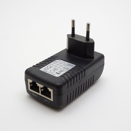 Блок питания PoE для видеонаблюдения, 48V, 0.5A, RJ45: 2шт., В розетку, вх: AC 100-240V POE-480051
