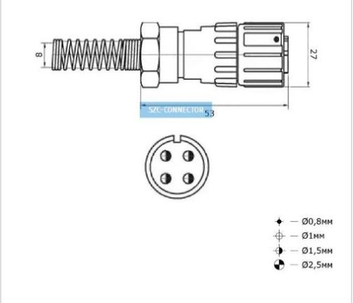Разъем розетка (гнездо) FQ18-4PIN TK-8 (FQ18-4TK) 4pin на кабель пружиный хвостовик под кабель 8мм фото 2