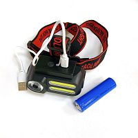 Фонарь головной св/диодный LED+2*COB  NF-611/YYC-611;  4 режима свечения: COB, LED, COB+LED, COB+LED стробоскоп;пит: Li-ion18650; зар от MicroUSB