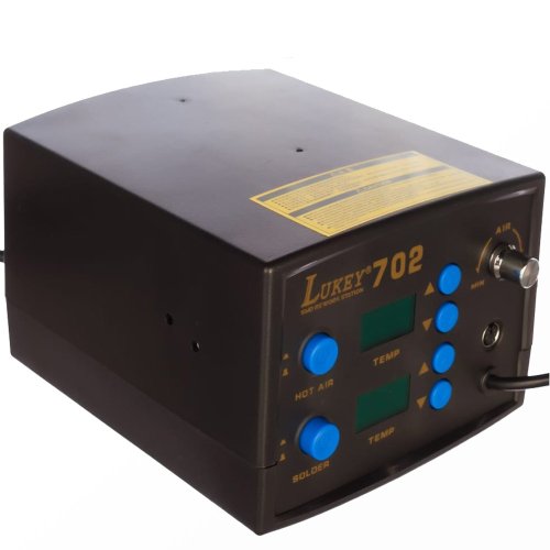 ПАЯЛЬНАЯ СТАНЦИЯ   LUKEY-702 (ПАЯЛЬНИК+ФЕН / 3 насадки / подставка под паяльник / крепление для фена / очистительная губка)  Тип насоса: турбинный;  фото 3